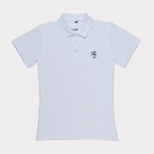 Balti moteriški golfo polo marškinėliai