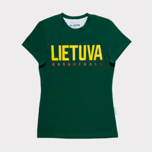 Žali moteriški marškinėliai "Lietuva" trumpomis rankovėmis