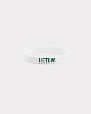 Balta silikoninė krepsinio apyrankė su „Lietuva Basketball” logotipu