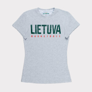 Pilki moteriški marškinėliai "Lietuva" trumpomis rankovėmis