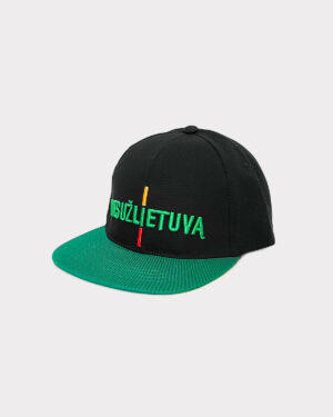 Juodai žalia snap-back kepurė „Mes už Lietuvą”