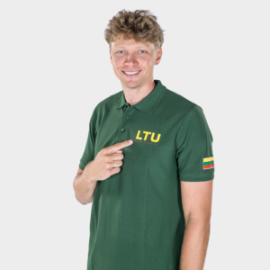 Žali medvilniniai LTU Basketball polo marškinėliai