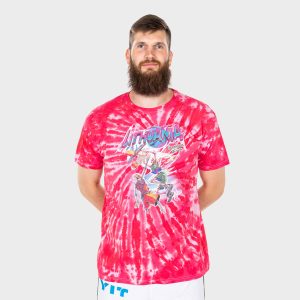 Raudoni Tie-Dye marškinėliai